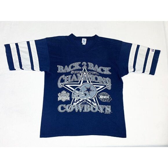 Vintage 1994 NFL Dallas Cowboys Logo 7 T-Shirt Jersey Blue Single Stitch - Picture 1 of 9